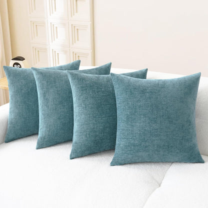 CaliTime Throw Pillow Covers Decorative 18 X 18 Inches Pack of 4 Cozy Chenille Cushion Cases for