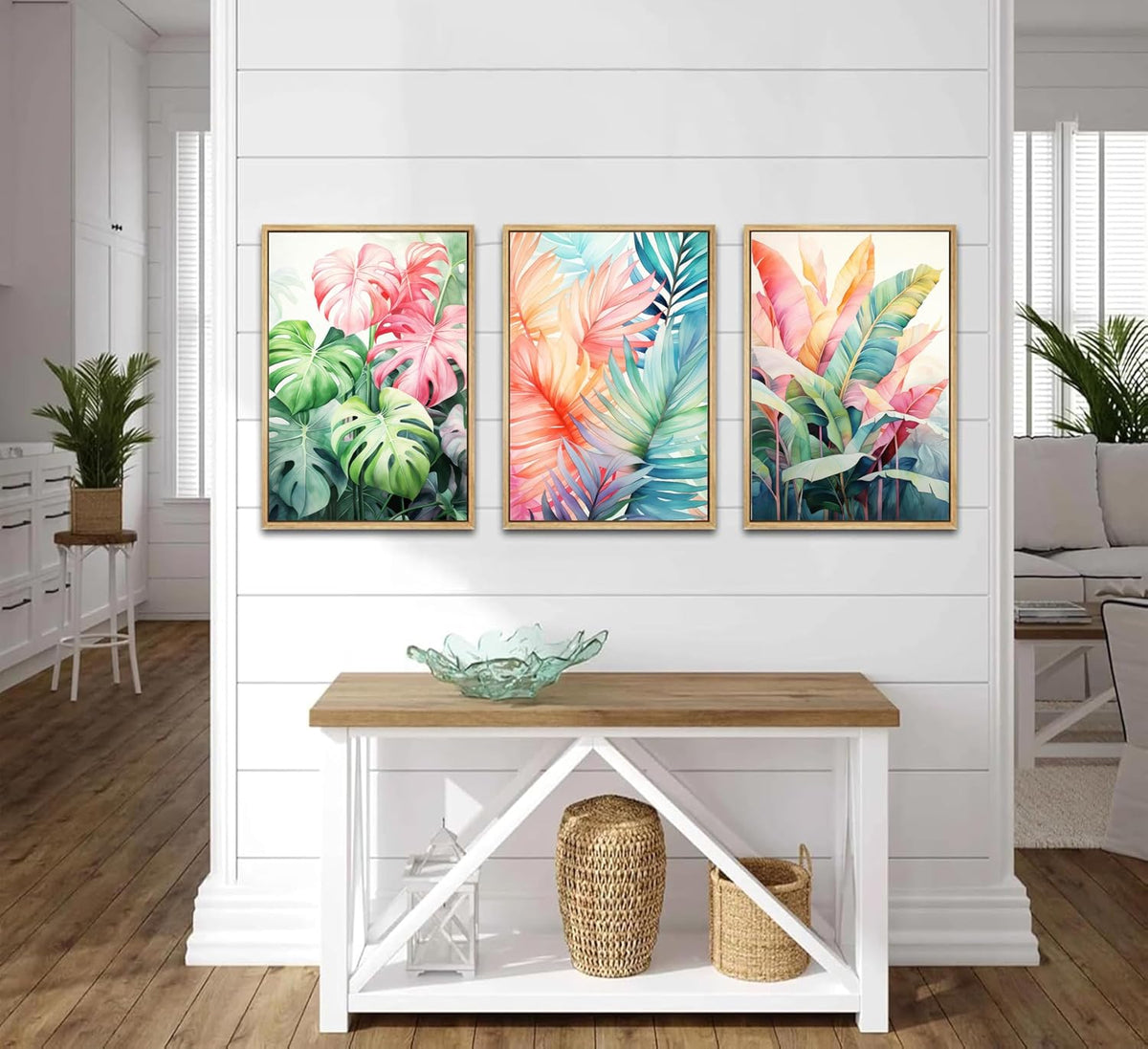 3pcs Tropical Botanical Canvas Wall Art Monstera Leaves Posters Botanical Prints Bohemian style