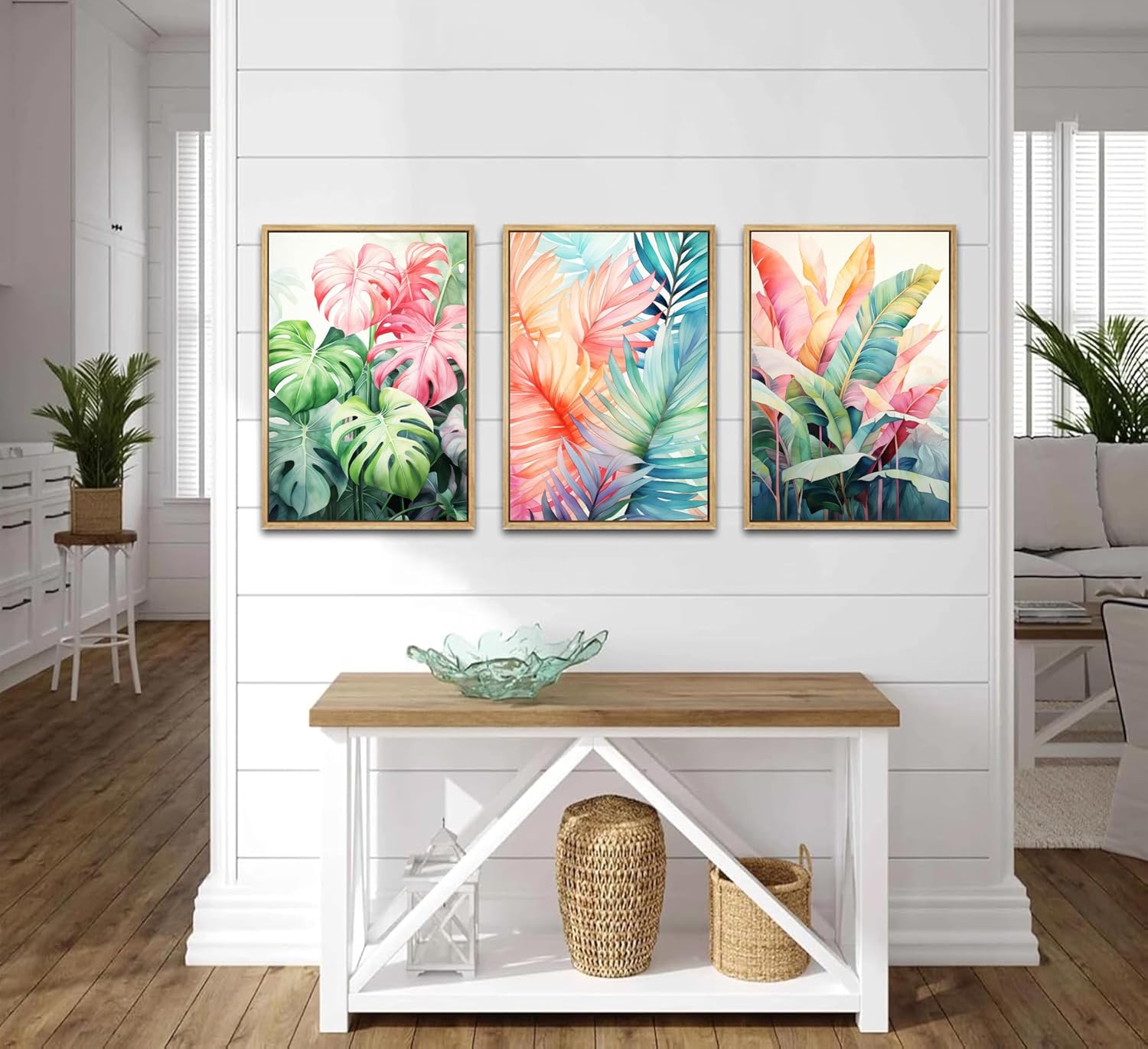 3pcs Tropical Botanical Canvas Wall Art Monstera Leaves Posters Botanical Prints Bohemian style