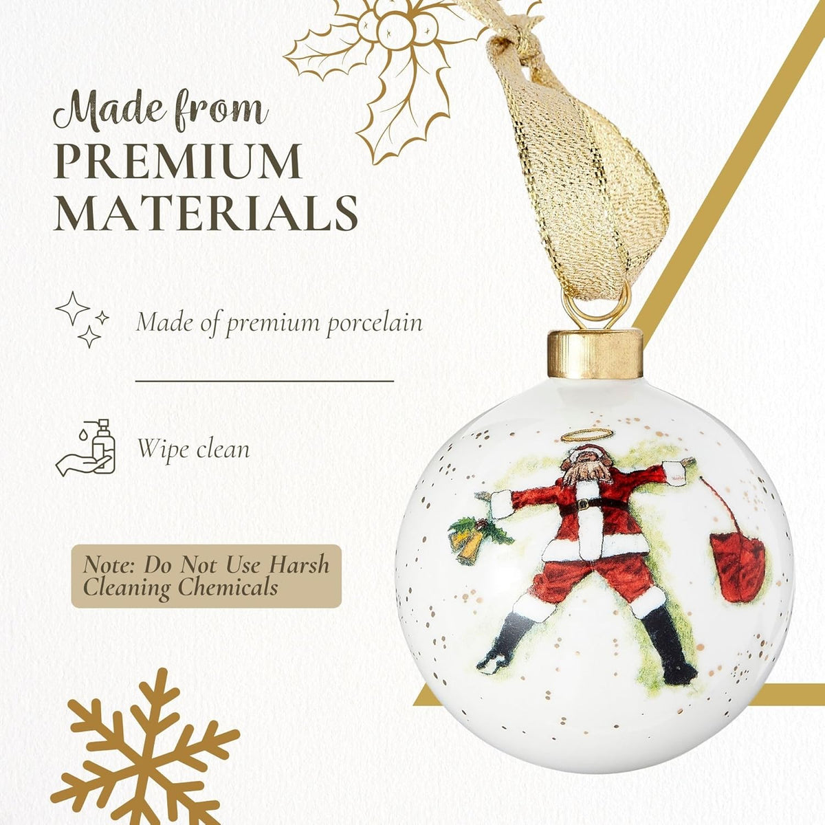 Spode Kit Kemp Christmas Ornament - Doodles Best in Snow - Fine China Whimsical Festive Keepsake