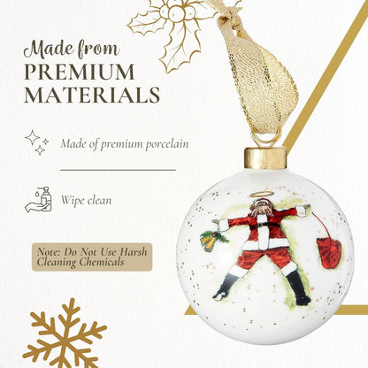Spode Kit Kemp Christmas Ornament - Doodles Best in Snow - Fine China Whimsical Festive Keepsake