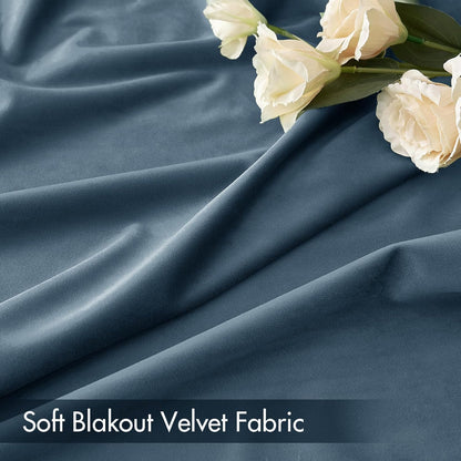 MIULEE Dark Slate Velvet Curtains Thermal Insulated Blackout Curtain Drapes for Bedroom Living Room