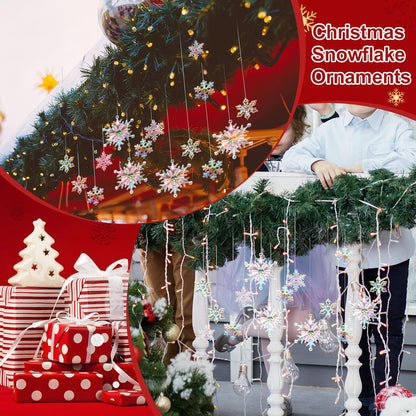Dilunave 40 Pieces Christmas Snowflake Ornaments Acrylic Christmas Tree Decorations Crystal