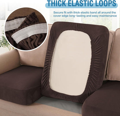 H.VERSAILTEX Velvet Stretch Couch Cushion Cover Plush Cushion Slipcover for Chair Loveseat Sofa