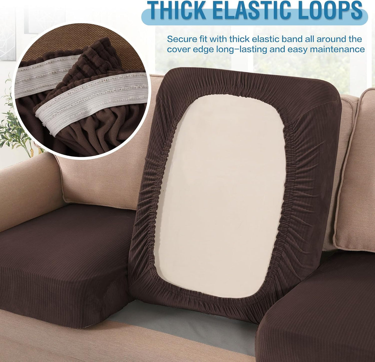 H.VERSAILTEX Velvet Stretch Couch Cushion Cover Plush Cushion Slipcover for Chair Loveseat Sofa