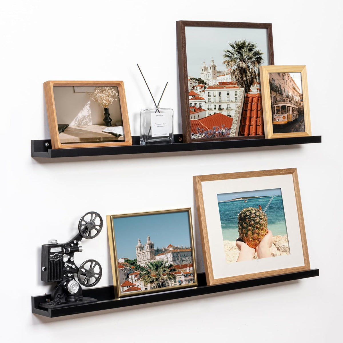 Fun Memories Picture Ledge Shelf, 36 Inch Floating Shelves Set of 2, Nursery Book Shelves for Toys