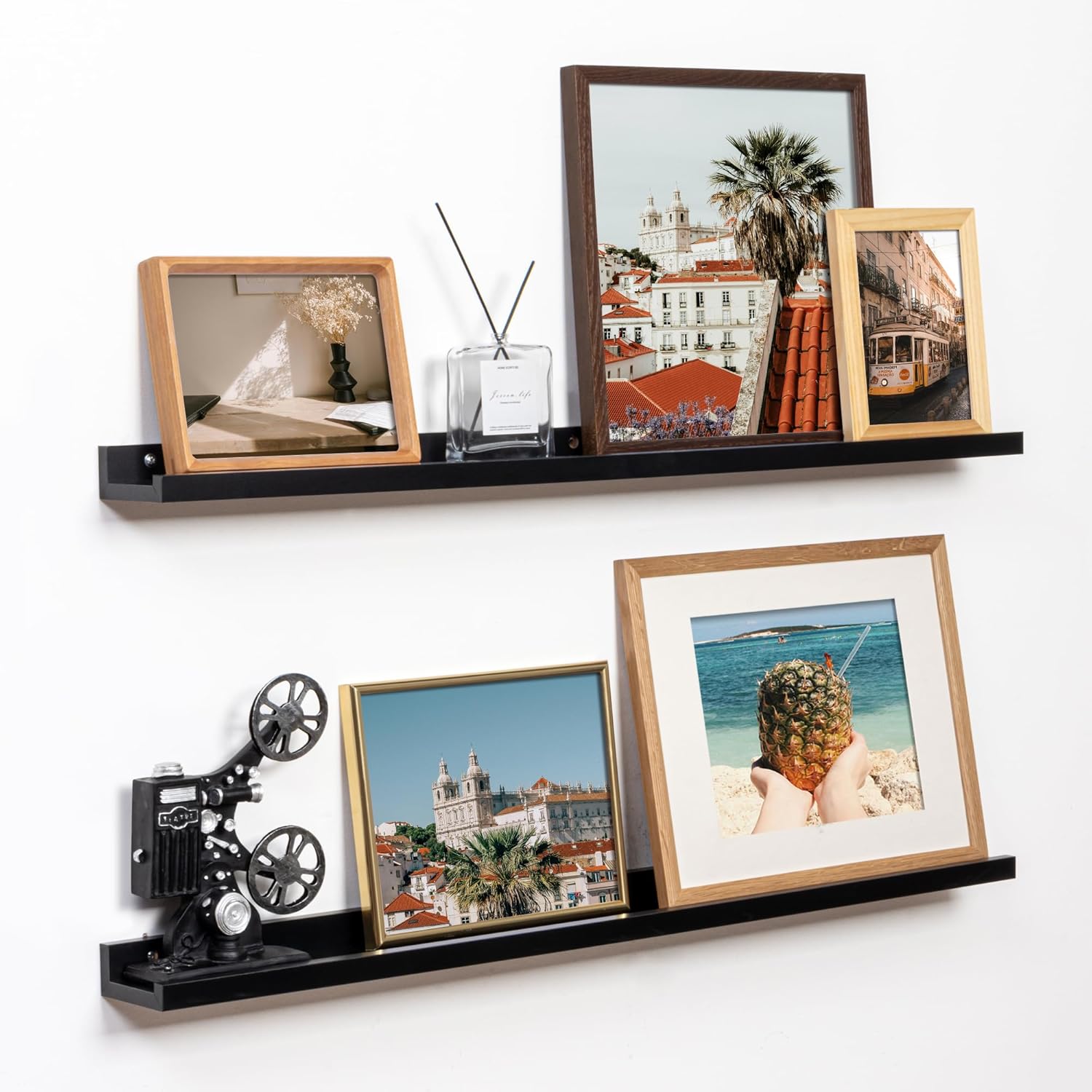 Fun Memories Picture Ledge Shelf, 36 Inch Floating Shelves Set of 2, Nursery Book Shelves for Toys