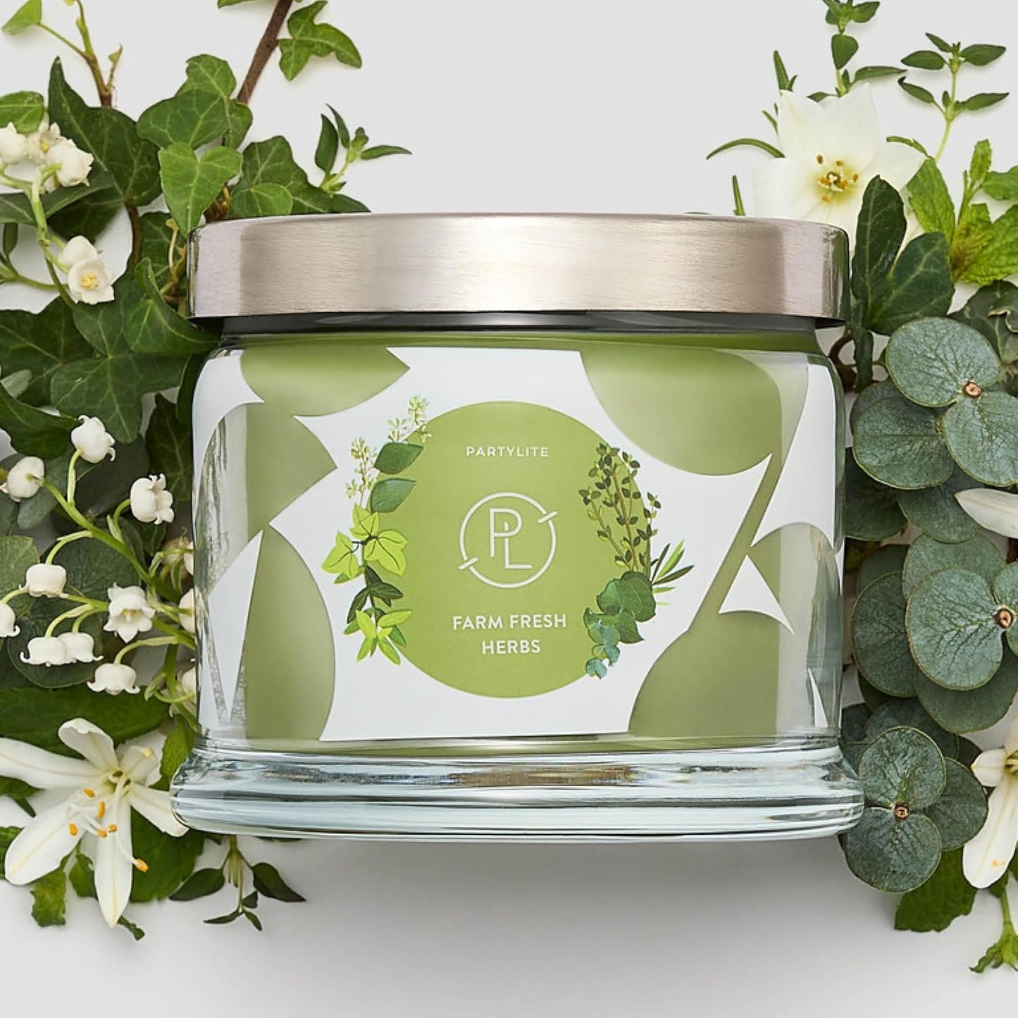 PartyLite Farm Fresh Herbs Scented, Notes of Eucalyptus, Thyme, Garden Mint, Cedarwood & Patchouli