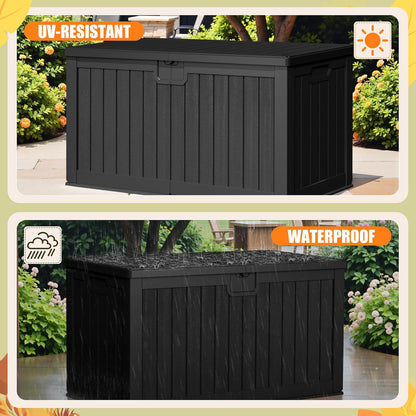Devoko 240 Gallon Double-Wall Deck Box with Divider, Side Handles, Resin Outdoor Large Storage Box