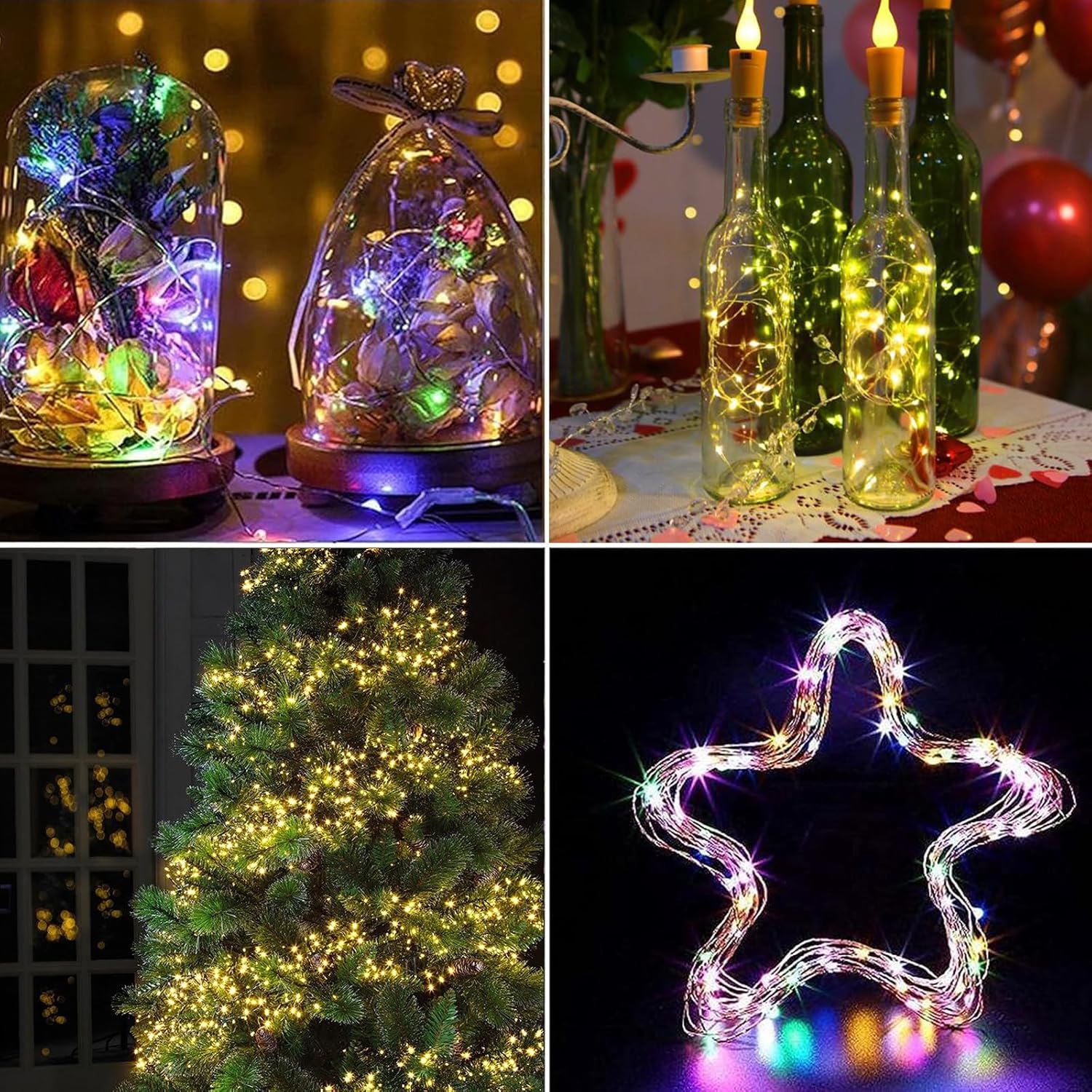 4-Pack 50 LED Fairy Lights Battery Operated with Timer, 16FT Waterproof Starry String Lights