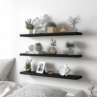 Wood Floating Shelves for Wall Decor, Rustic Wall Shelves for Bedroom Bathroom Kitchen Living Room