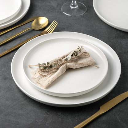 AmorArc Ceramic Dinnerware Sets, Wavy Rim Stoneware Plates and Bowls Sets, Highly Chip and Crack