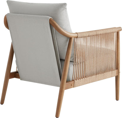 CHITA Braid Armchair, Modern Accent Chair for Living Room, Light Grey