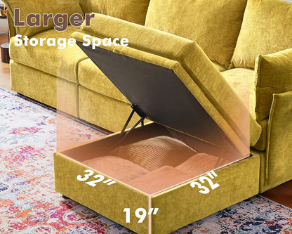 102.6" Luxury Modular Sleeper Sofa Bed 6 Seat Reversible Sectional Couch Deep Seat with Storage