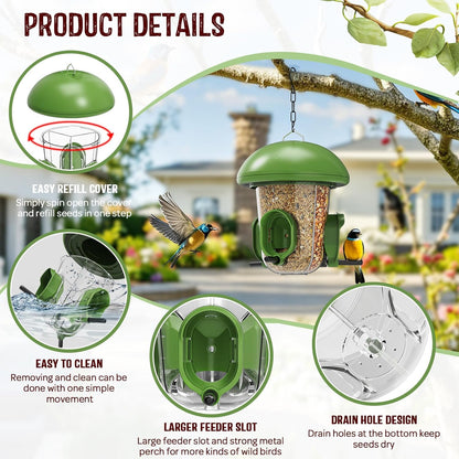 LONA Bird Feeders for Outdoors Hanging – 3 Separate Compartments, 3 Feeding Ports, Weatherproof