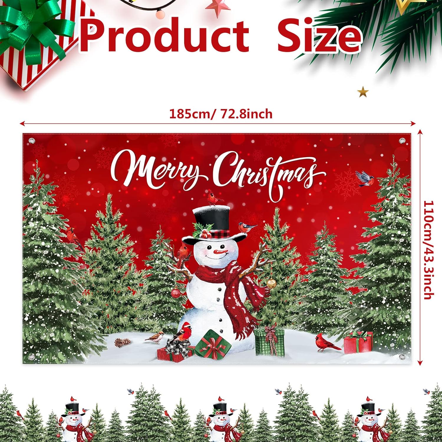 Irenare Christmas Backdrop Merry Christmas Banner Party Decoration Xmas Photography Background