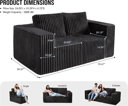 Modular Sectional Sofa 2 Seater Loveseat Modular Couch with Deep Seat Memory Foam Cloud Chair with