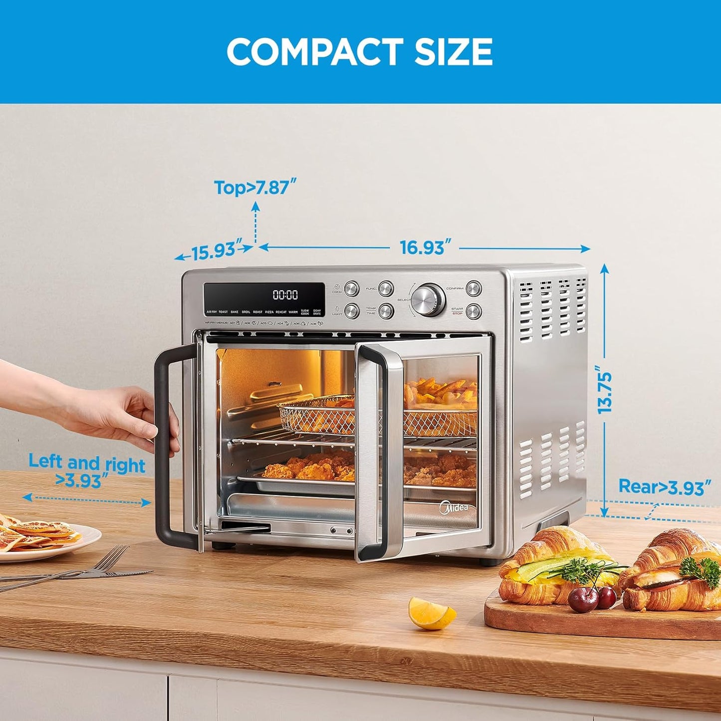 Midea Flexify French Door Toaster Oven Air Fryer Combo, 26.4 QT, Extra Large Air Fryer Countertop