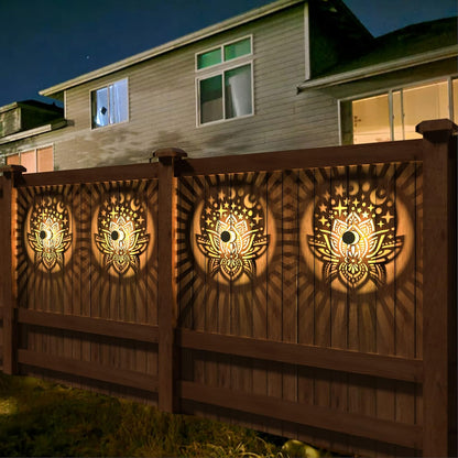 4 Pack Solar Fence Lights Metal Solar Powered Outdoor Wall Deck Lights Lotus Theme Waterproof Fence