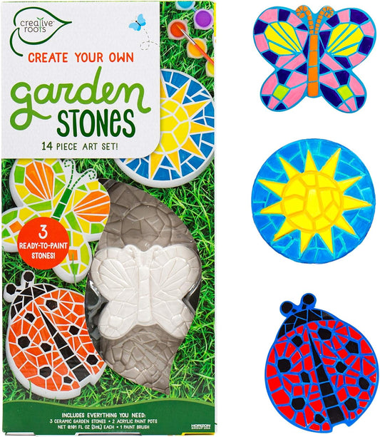 Creative Roots Paint Your Own Butterfly, Ladybug & Sun Stepping Stone by Horizon Group USA, 1 box