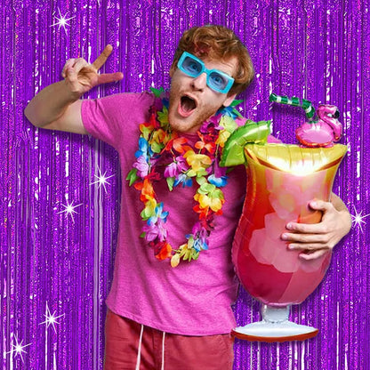 3 Pack Purple Backdrop Tinsel Streamers Foil Fringe Backdrop Halloween Party Decorations Purple