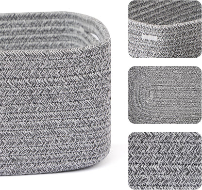 Small Storage Baskets for Organizing | Closet Organizer Bins | Shelf Toy Basket | Woven Rope