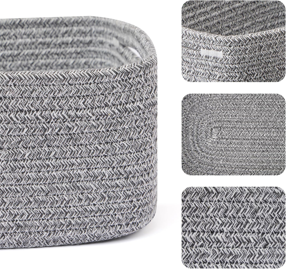 Small Storage Baskets for Organizing | Closet Organizer Bins | Shelf Toy Basket | Woven Rope