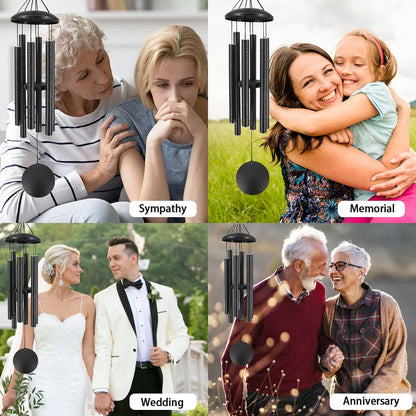 Sympathy Memorial Wind Chimes, 36' with 6 Metal Tubes, Outdoor Deep Tone for Garden, Christmas