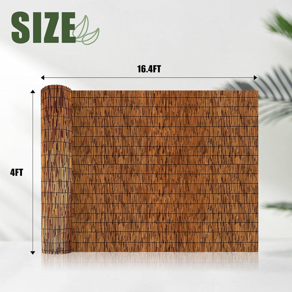 Reed Bamboo Screen Fencing,4FT X 16.4FT Natural Reed Fencing Reed Screen for Balcony Reed Fence