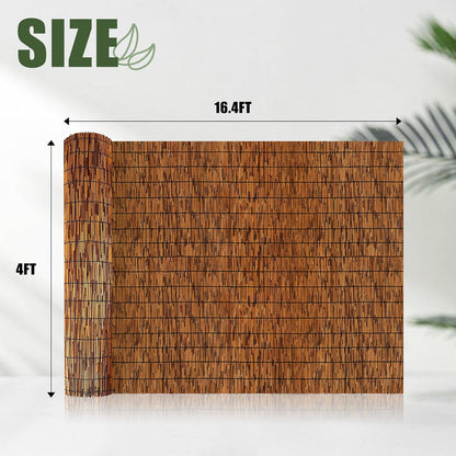 Reed Bamboo Screen Fencing,4FT X 16.4FT Natural Reed Fencing Reed Screen for Balcony Reed Fence