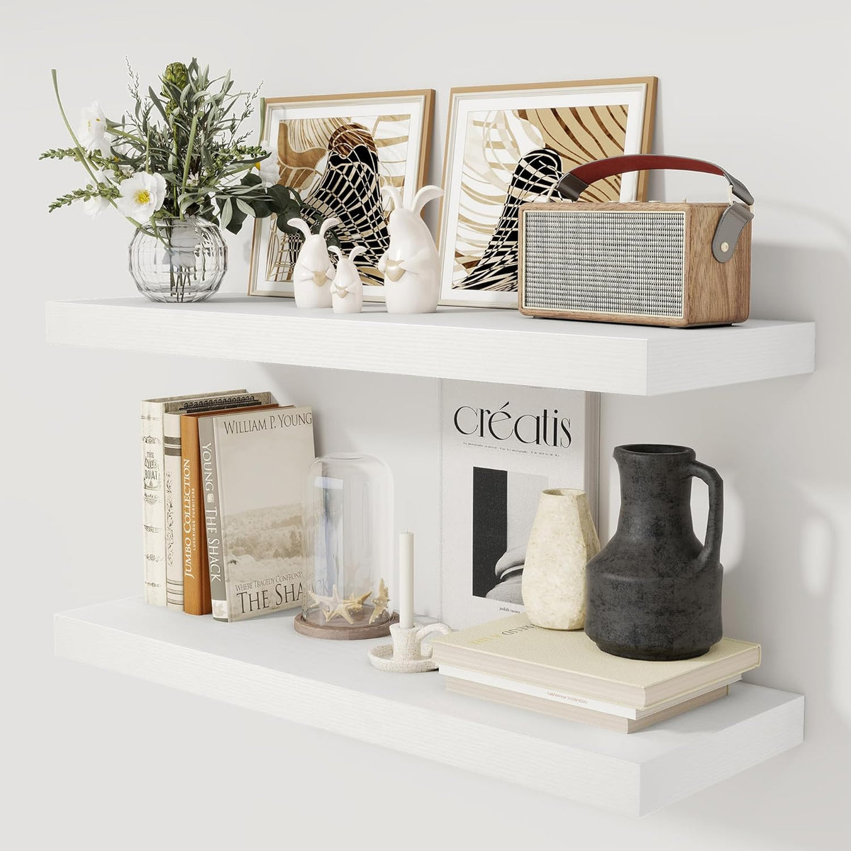 White Floating Shelves 36 Inch Long, 12 Inch Deep Floating Shelves for Wall, 36 x 12 Shelves for