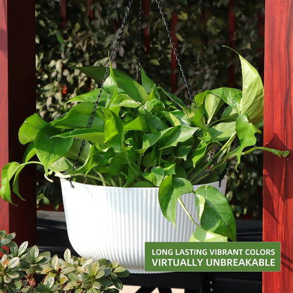 Dexceder 11.2 Inch Self Watering Hanging Planters Indoor Outdoor, Thickened Hanging Basket Flower