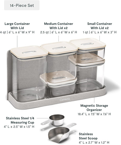 Caraway 14-Piece Glass Airtight Food Storage Containers with Lids – Non-Toxic, BPA-Free Kitchen