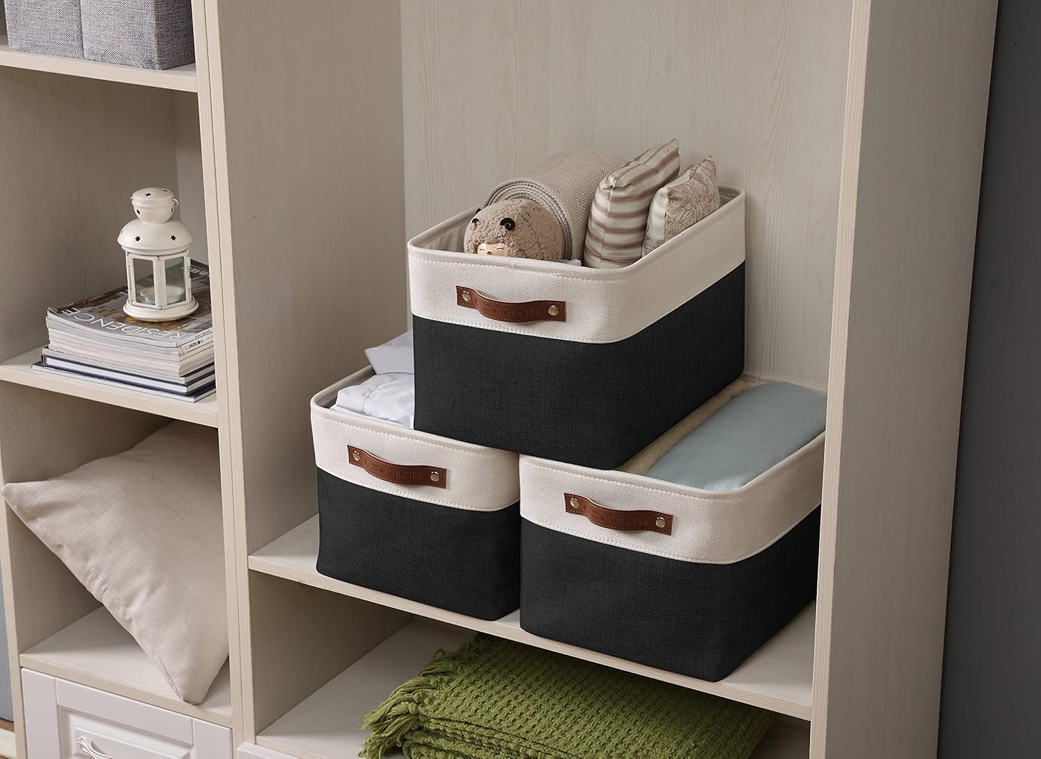 DECOMOMO Storage Bins Fabric Storage Baskets for Shelves, Linen Closet Organization Toys Nursery