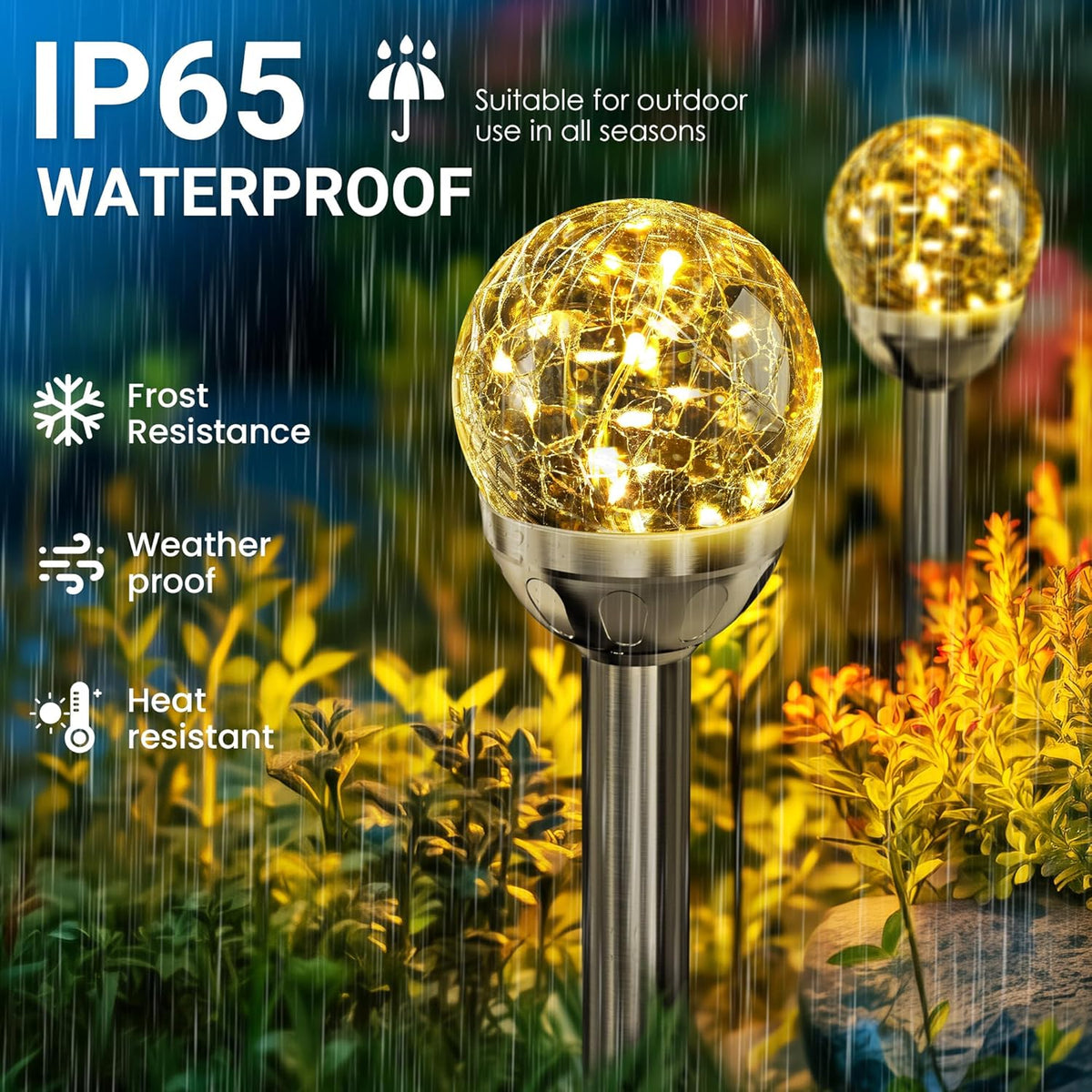 SOLPEX Solar Garden Lights String, 6 Pack Outdoor Christmas Decoration Warm White Solar Powered