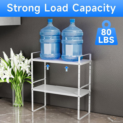 Expandable Cabinet Shelf Organizer, Stackable Kitchen Pantry Counter Storage, Adjustable Closet