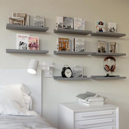 RICHER HOUSE 8 Set Floating Wall Mounted Shelves, Nursery Hanging Book Shelves with Lip for