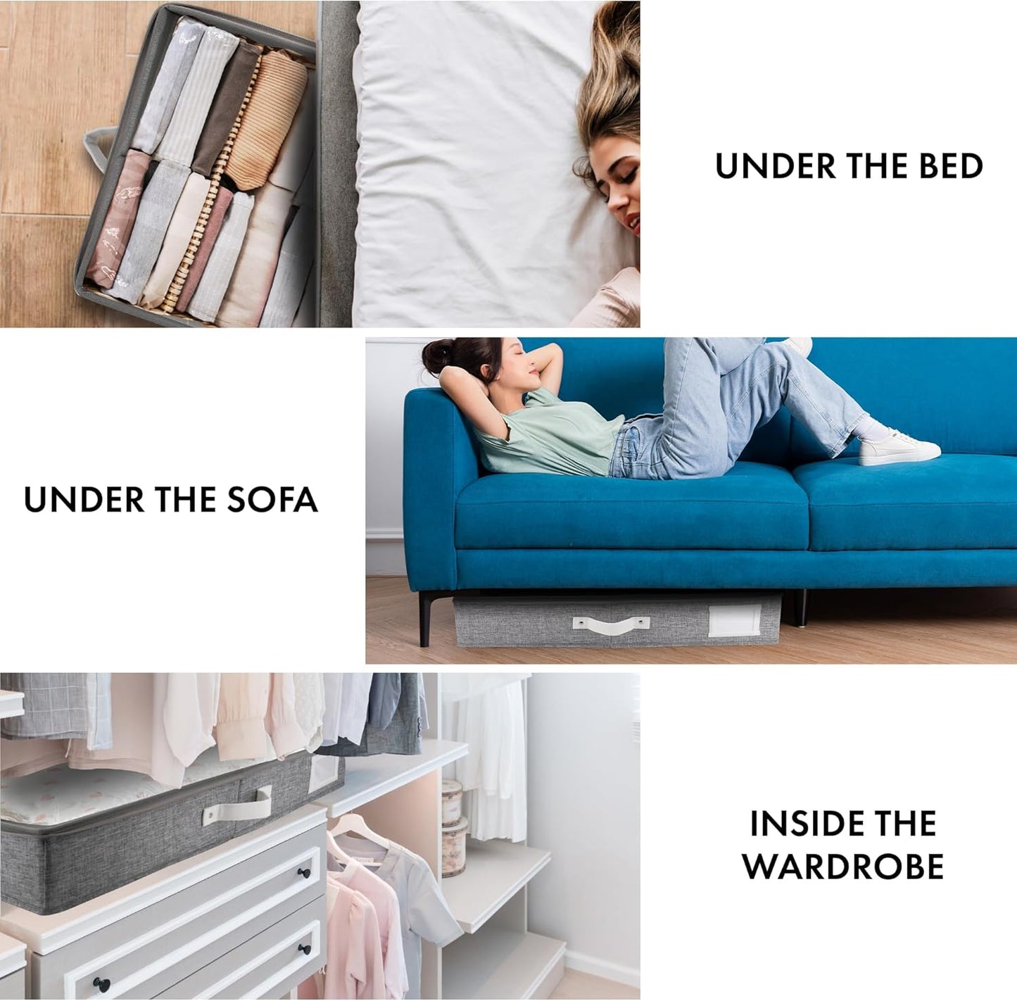 HOMELUX THEORY 2pc Under Bed Storage Containers, Bedroom Under the Bed Drawer Storage Organizer