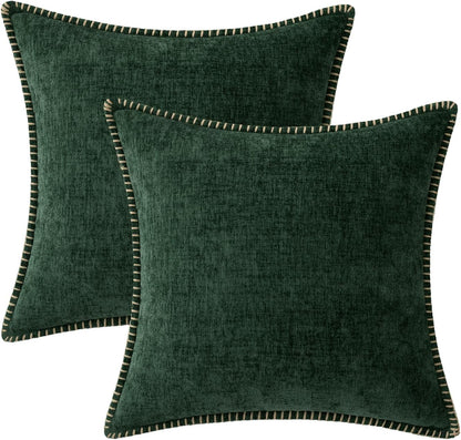MIULEE Pack of 2 Christmas Pillow Covers 20x20 Inch Dark Green Farmhouse Decorative Throw Pillow