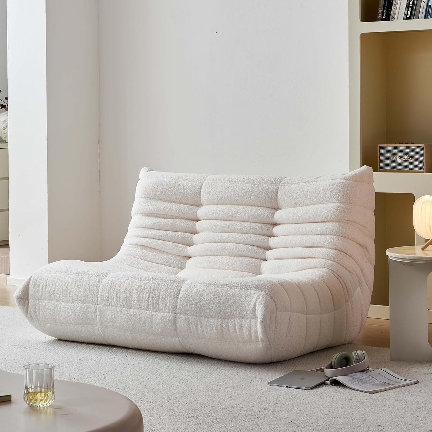 Bean Bag Chair for Adults, Oversized Loveseat Fireside Chair Comfy Lazy Floor Sofa, 2 Seater Lazy