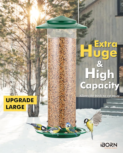 iBorn Metal Bird Feeder for Outside Hanging,Wild Bird Feeders for Cardinal,18cm Large
