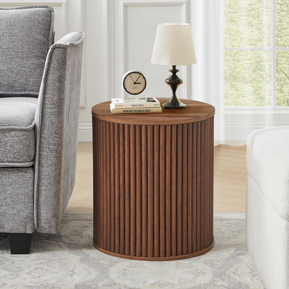 AVZEAR Small Round Side Table Fluted Night Stand Set of 2, Mid Century Modern End Table with