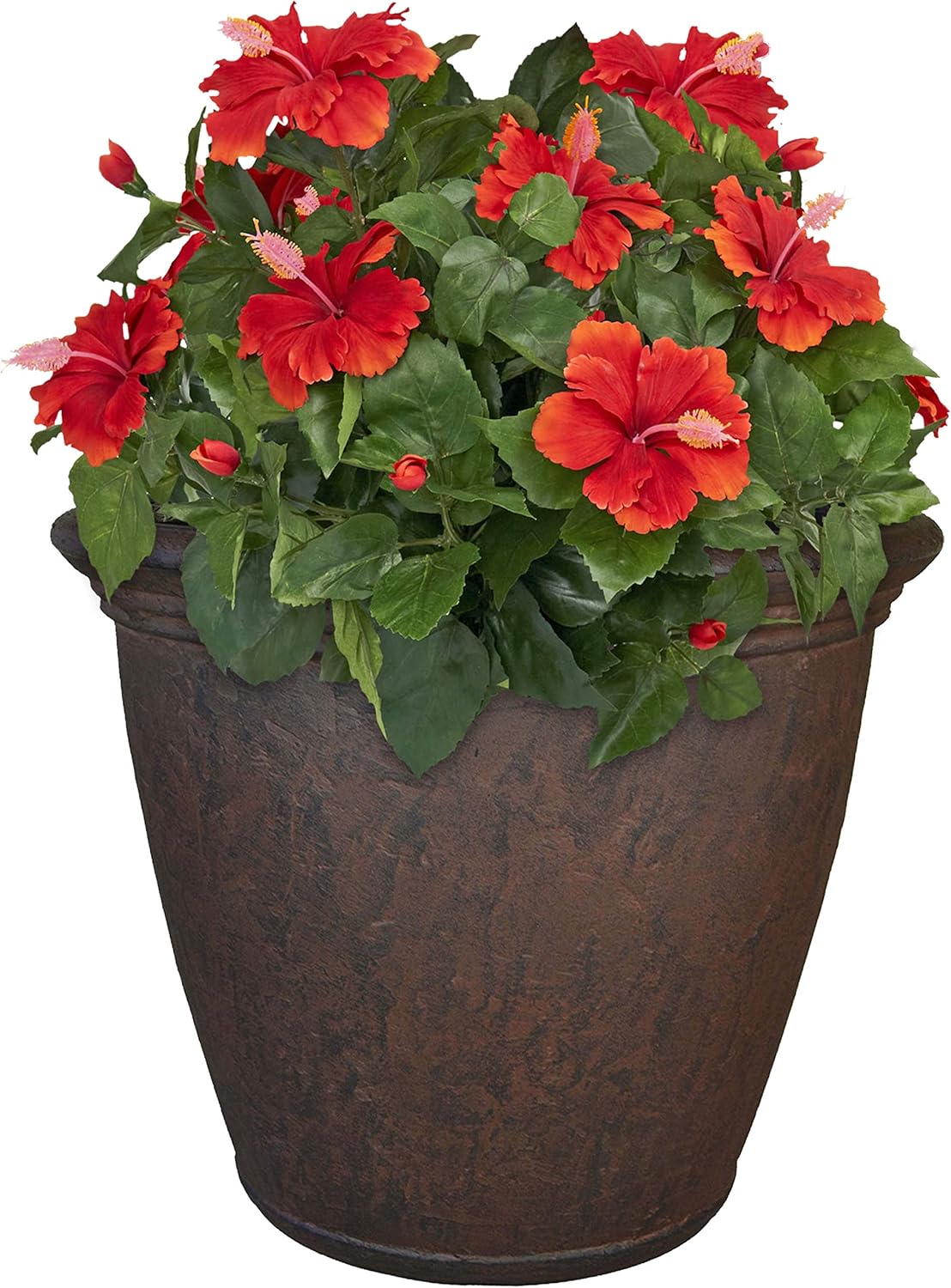 Sunnydaze 24-Inch Anjelica Large Plastic Pot for Plants - Outdoor Polyresin Round Planter with