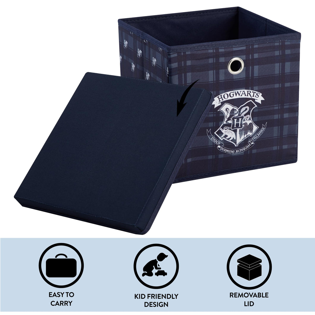 Harry Potter Collapsible Storage Cube with Removable Lid,10” x 10” x 10” Fabric Organizer Bin for