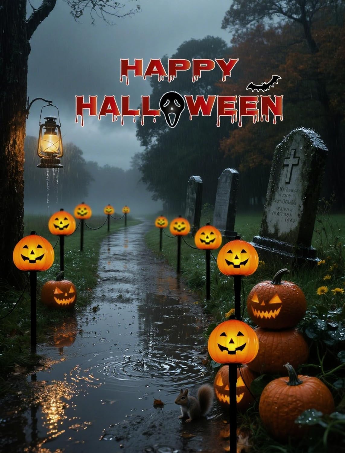 Classic Halloween Charm: 5 Pack Plug-in Pumpkin Pathway Lights Outdoor, Waterproof Jack o' Lantern