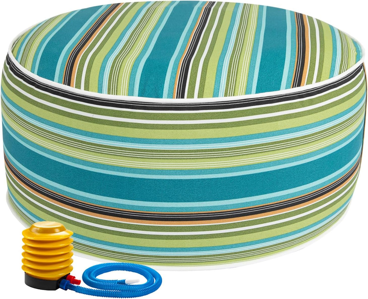 FUNHOME Inflatable Outdoor Ottoman with Air Pump,20"x9" Portable Patio Pouf,Water