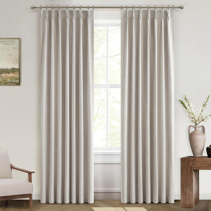 100% Blackout Thermal Curtains 84 Length 2 Panels Set for Bedroom, Linen Windows Pinch Pleated