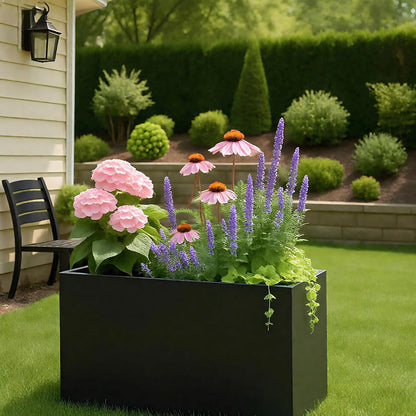 Kozyard 36" x 12" x 24" Metal Rectangular Planter Box Steel Long Box Planter Black Powder Coated
