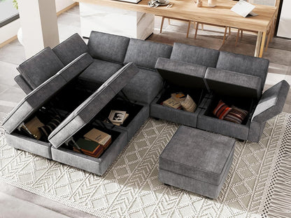 Belffin Modular Sectional Sleeper Sofa Couch with Storage Ottoman Convertible Sectional Couches for