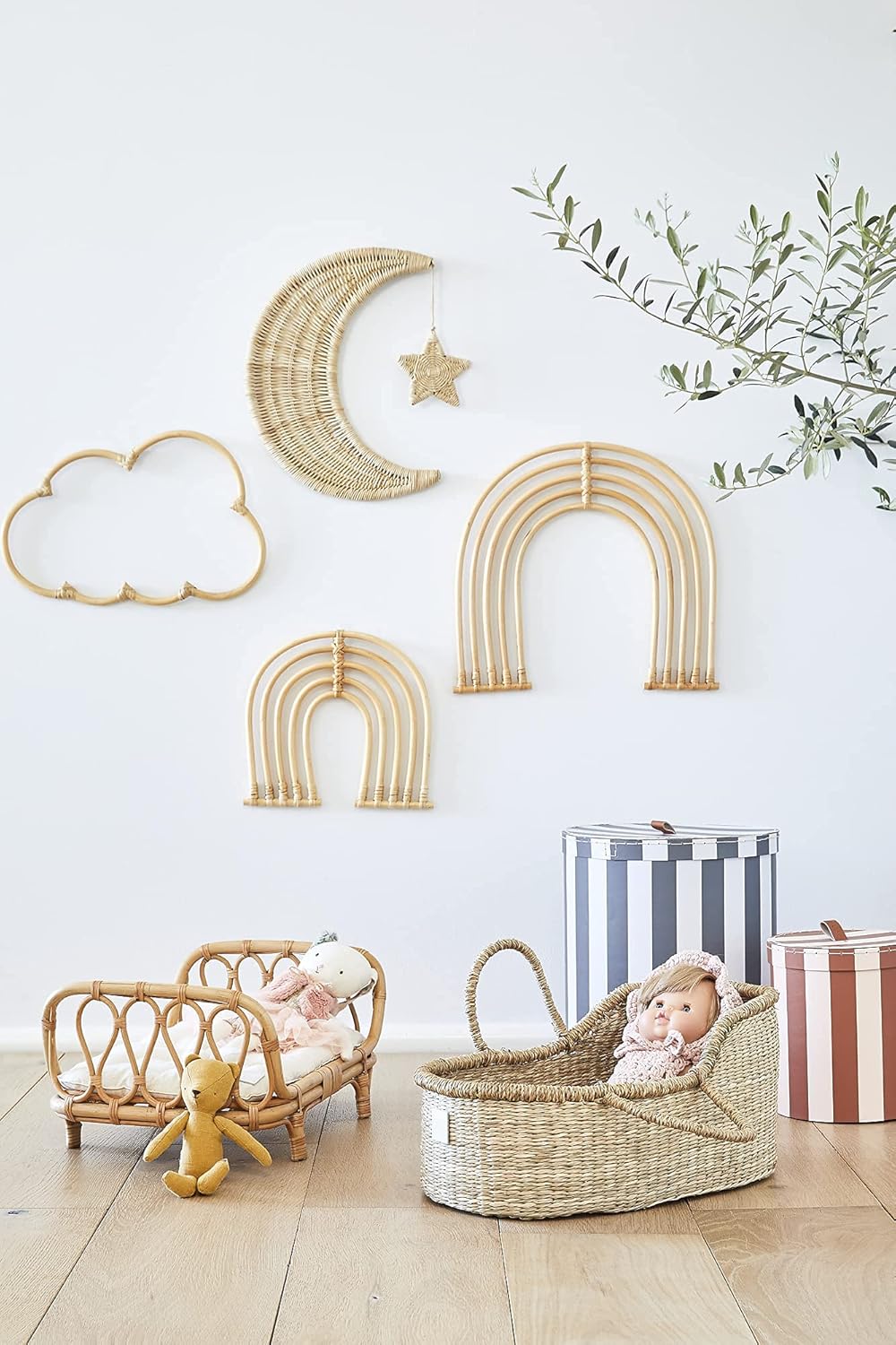 BEBE BASK Handmade Wicker Cloud Décor Set of 2 - Rattan Cloud Decorations - Décor for Bedroom and